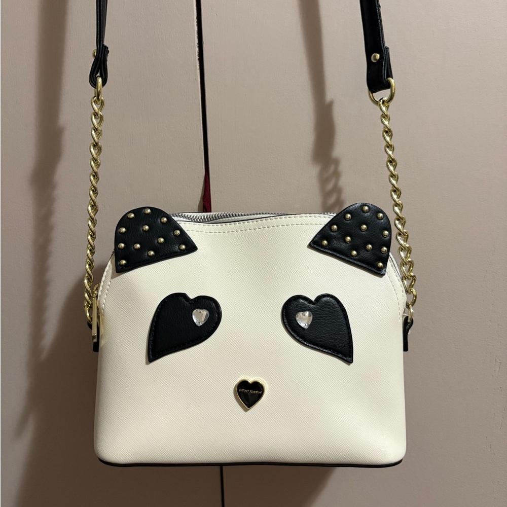 Betsey Johnson Panda Design Shoulder Crossbody Purse - Black and White